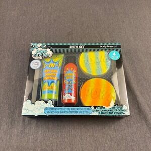 Body & Earth Pop Boom 4 Piece Bath Set Coconut Lime Cucumber Melon New